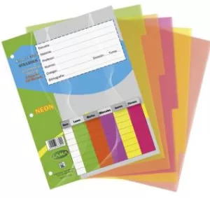 Separador de Materias N°3 c/lengüeta - C/SOLAPA-LAMA-NEON