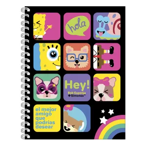 Cuaderno A4 con doble Espiral Tapa Dura Rayado 120 hojas – SIMONES+BOB-ESPONJA