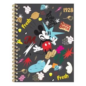 Cuaderno A4 con doble Espiral Tapa Dura Rayado 120 hojas – MICKEY-FONDO-GRIS