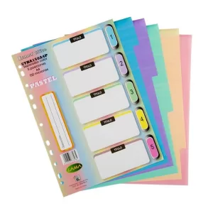 Separador de materias A4 c/lengüeta - COLORES PASTEL