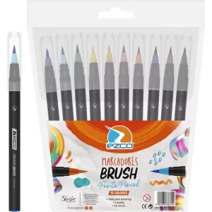 Marcadores EZCO BRUSH x 10 colores surtidos