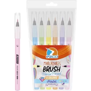 Marcadores EZCO BRUSH x 6 colores pastel
