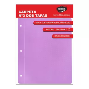 Carpeta Nº3 – 2 tapas p/2 ganchos – Color LISO – Violeta