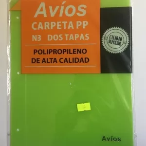 Carpeta Nº3 – 2 tapas p/2 ganchos – Color LISO – PP-TRASL-VERDELIMA