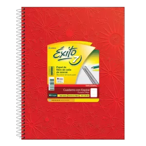 Cuaderno ABC Espiralado Rayado forrado x 60 Hojas – Rojo, EXITO