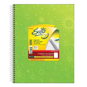 Cuaderno ABC Espiralado Rayado forrado x 60 Hojas – verde claro, EXITO