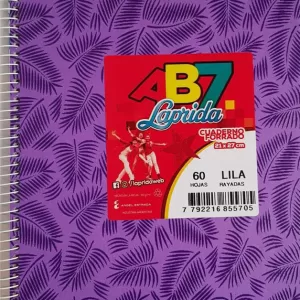 Cuaderno ABC Espiralado Rayado forrado x 60 Hojas – LILA, LAPRIDA