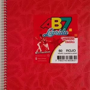 Cuaderno ABC Espiralado Rayado forrado x 60 Hojas – Rojo, LAPRIDA