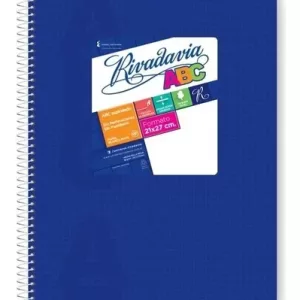 Cuaderno ABC Espiralado Rayado forrado x 60 Hojas – Azul, RIVADAVIA