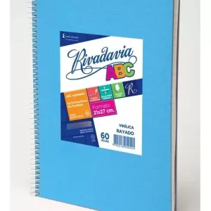 Cuaderno ABC Espiralado Rayado forrado x 60 Hojas – celeste, RIVADAVIA