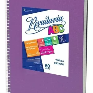 Cuaderno ABC Espiralado Rayado forrado x 60 Hojas – LILA, RIVADAVIA