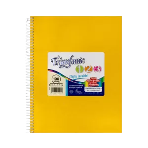 Cuaderno ABC Espiralado Rayado forrado x 60 Hojas – Amarillo, TRIUNFANTE