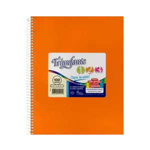 Cuaderno ABC Espiralado Rayado forrado x 60 Hojas – Naranja, TRIUNFANTE