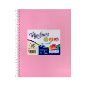 Cuaderno ABC Espiralado Rayado forrado x 60 Hojas – Rosa, TRIUNFANTE
