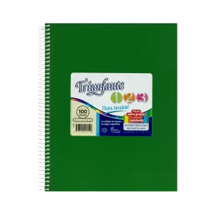 Cuaderno ABC Espiralado Rayado forrado x 60 Hojas – Verde, TRIUNFANTE