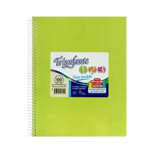Cuaderno ABC Espiralado Rayado forrado x 60 Hojas – verde claro, TRIUNFANTE