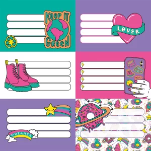 Etiquetas Cuaderno Motivos x plancha – KAWAII