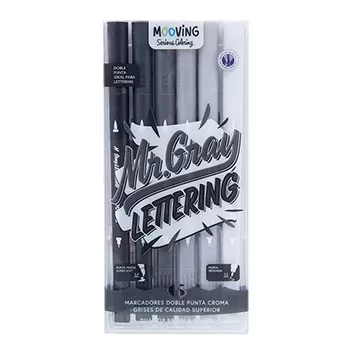 Marcadores Grey Lettering Doble Punta Mooving