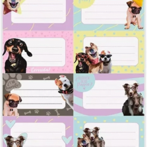 Etiquetas Cuaderno Motivos x plancha - PERRITOS