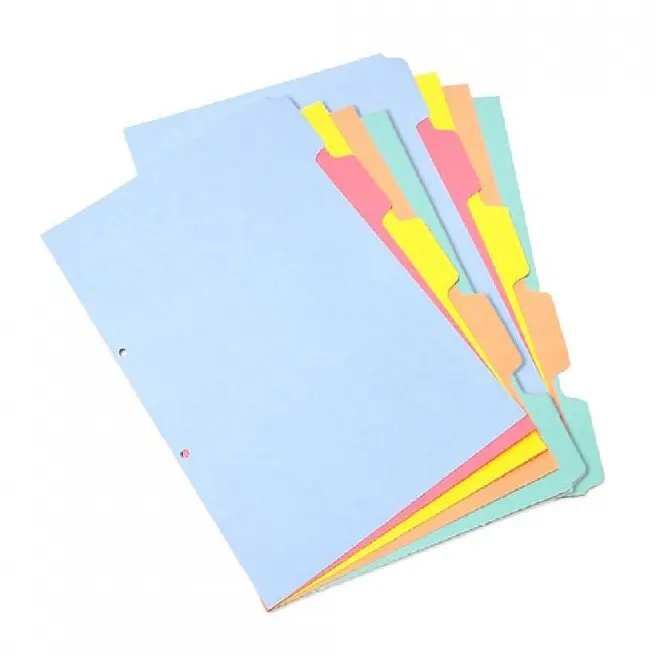 SEPARADOR OFICIO DE CARTULINA COLORES SURTIDOS 5 POSICIONES