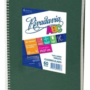 Cuaderno TIPO ABC Cuadriculado Tapa Dura con Espiral 60 h – Verde