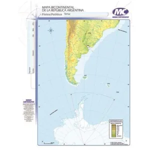 Mapa Argentina Bicontinental físico político N°5