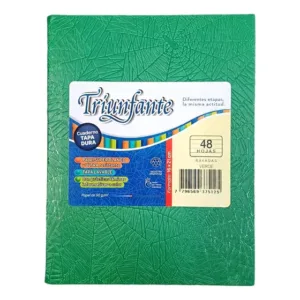 Cuaderno N1 Rayado Forrado t/dura 16x21cm 50 hojas – VERDE-TRIUNFANTE