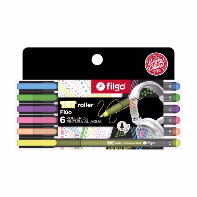 Lapiceras Roller Filgo TNT Pintura al agua Fluo x 6 uds