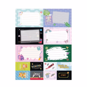 Etiquetas Cuaderno Motivos x plancha - SCHOOL