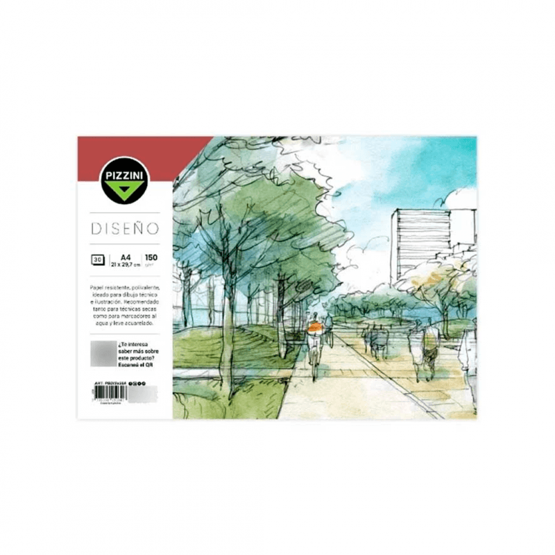 Block Pizzini Diseño A4 29,7 x 21 cm x 30 hojs lisas de 150g