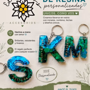 Llavero Letra de Resina