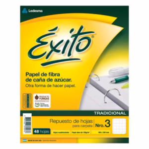 Repuesto Escolar Nº3 EXITO x 48 Hojas CUADRICULADO (SIN BANDA)