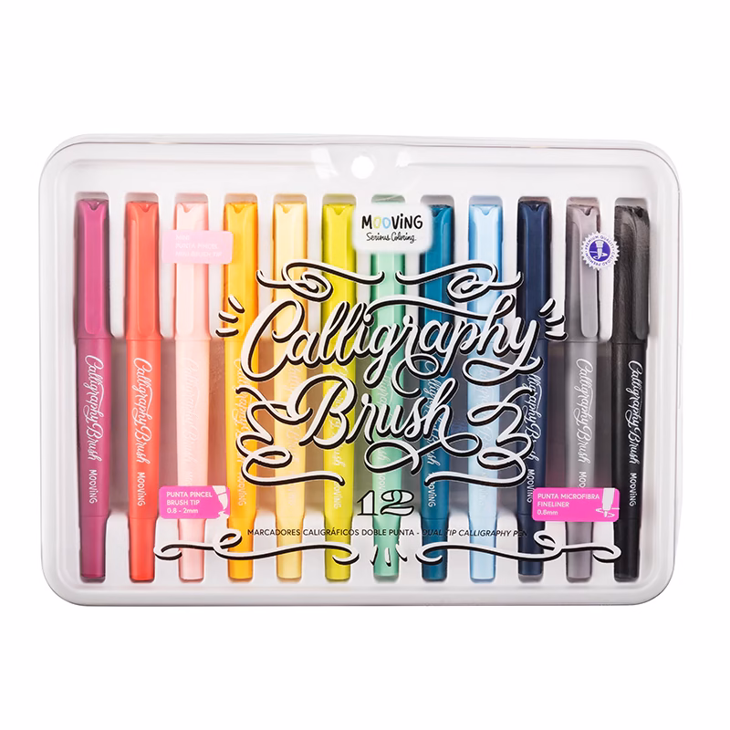 Mooving Calligraphy Brush Marcadores Caligráficos Doble Punta x 12