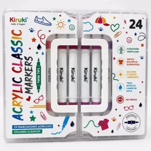 Valija de Marcadores Acrílicos Kiruki Doble Punta x24
