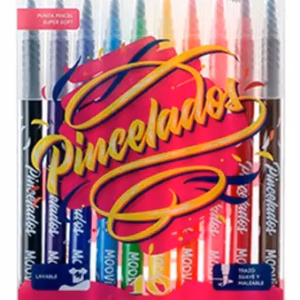 Marcadores Punta Pincel Mooving Pincelados x 10 unidades