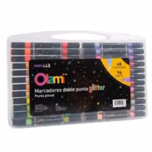 Estuche de Marcadores doble punta Glitter Olami