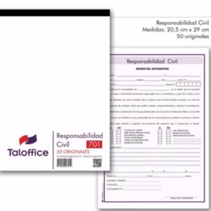 Recibo Automotor Responsabilidad Civil 20,5 x 29 cm taloffice