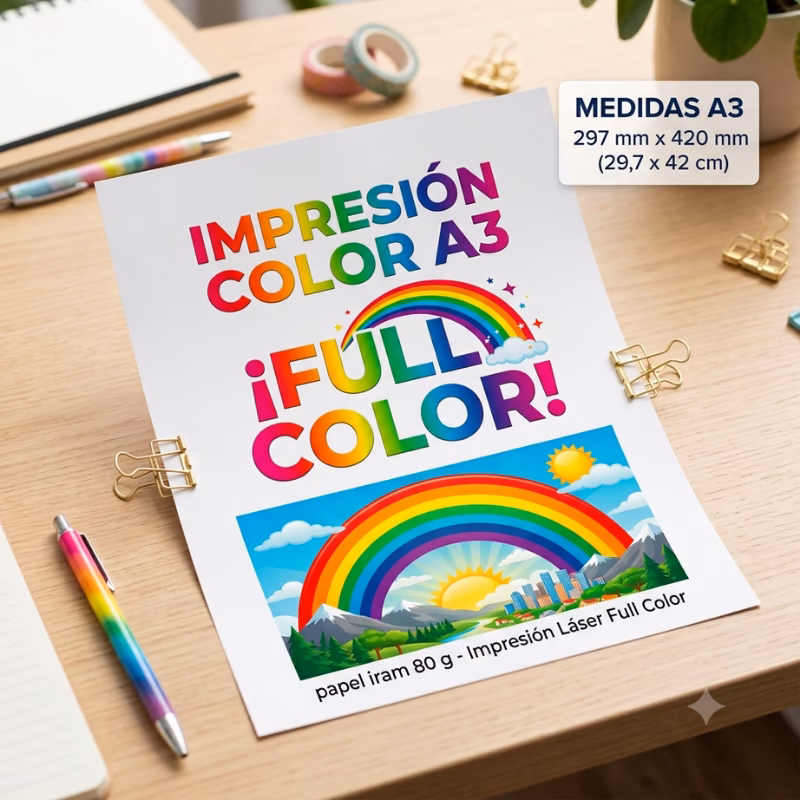 Impresión Color A3 simple faz