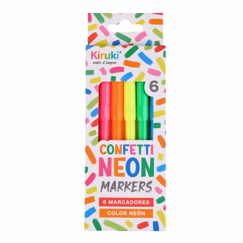 Marcadores Kiruki Confetti Neon x6