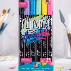 Marcadores Mooving Chroma Acuarelables x 6 Doble Punta