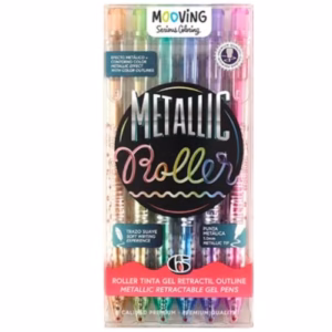 Lapiceras Mooving Metallic Roller Retractiles x6