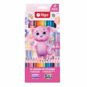 Lápices de Colores Filgo Pinto Gatito 12u + 2 HB2 + Sacapuntas + Goma