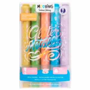 Resaltadores Mooving Glitter Metallic Plus 5u
