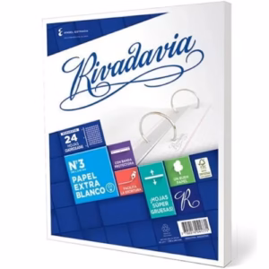 Repuesto Nº3 RIVADAVIA CUADRICULADO EXTRA BLANCO 24 hojas